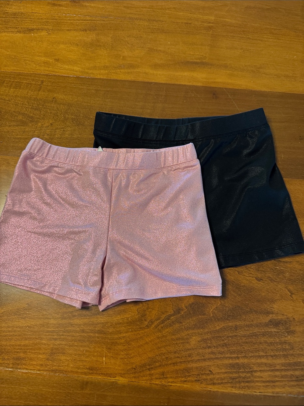 Girls' Shimmery Pink and Black Dance Shorts